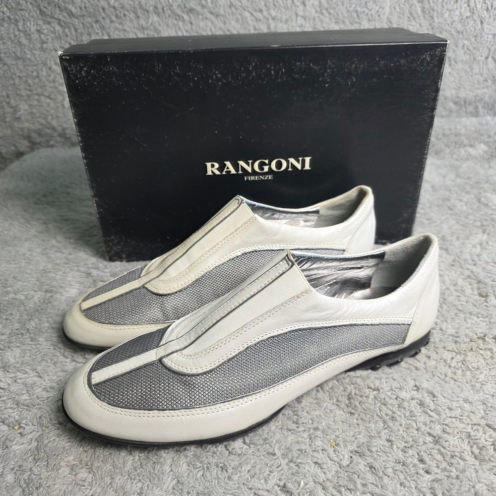 VTG Rangoni Firenze Slip On Loafers Sneakers Shoes Gray Italian Leather 8M NEW‎